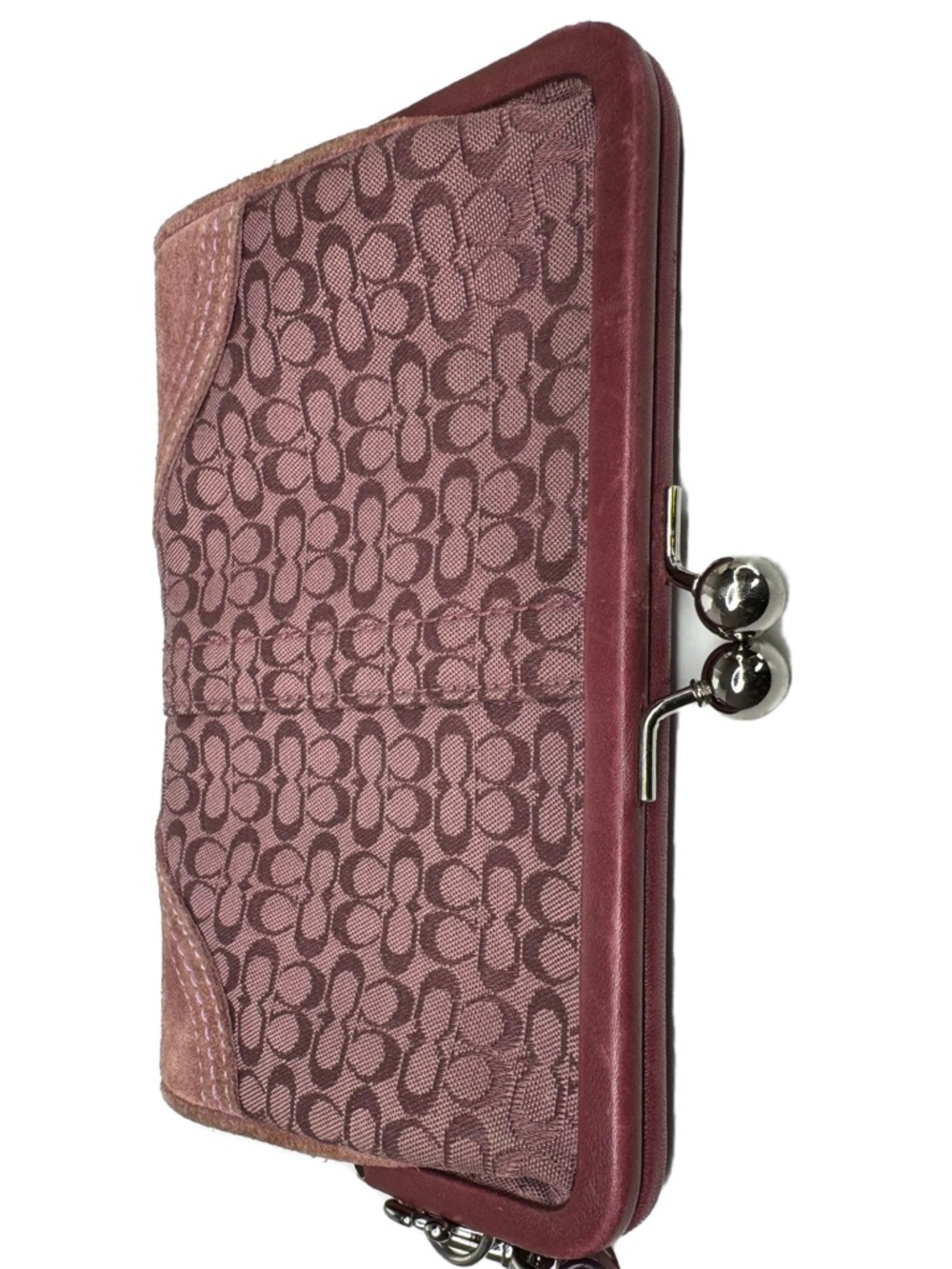 Coach Purple Signature Kisslock Wristlet Pouch Y2K Coin Purse  Bag - Picture 9 of 16